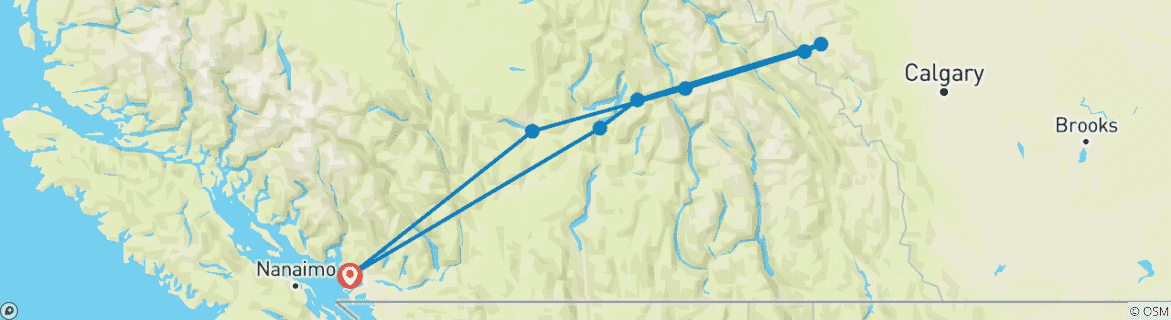Image d'une carte montrant l'itinéraire du circuit