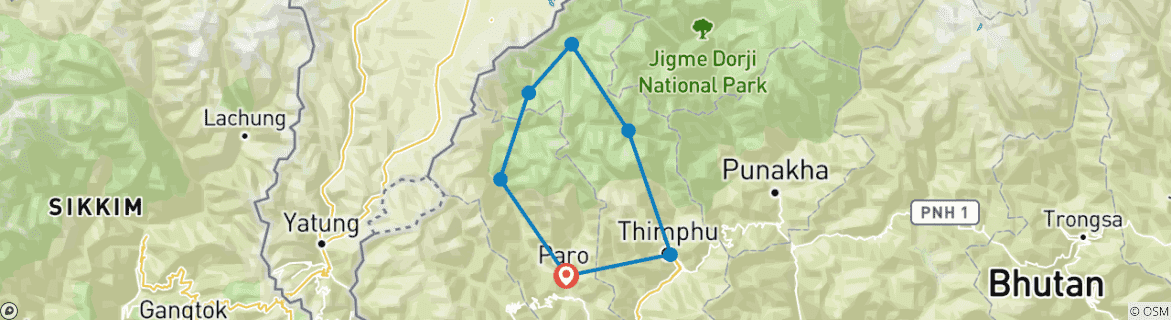 Image d'une carte montrant l'itinéraire du circuit