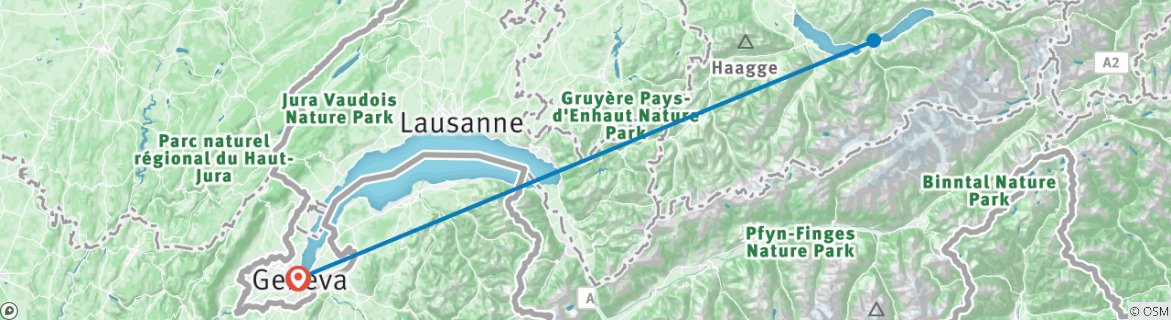Karte mit der Reiseroute