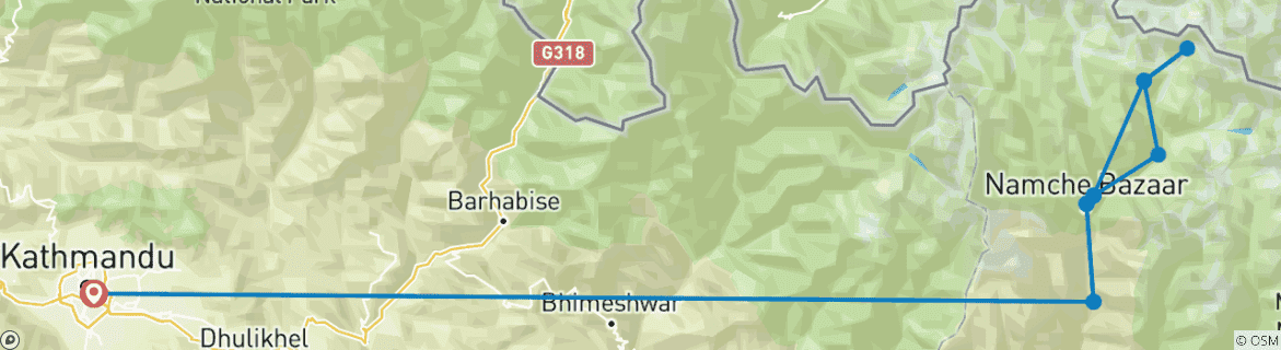 Karte mit der Reiseroute