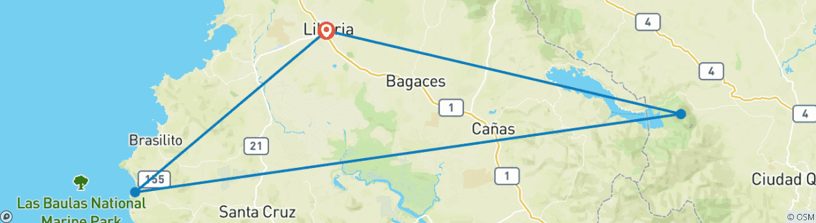 Image d'une carte montrant l'itinéraire du circuit