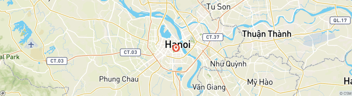 Carte du circuit Visite de Hanoi avec escale pour visiter la ville, manger dans la rue et se promener