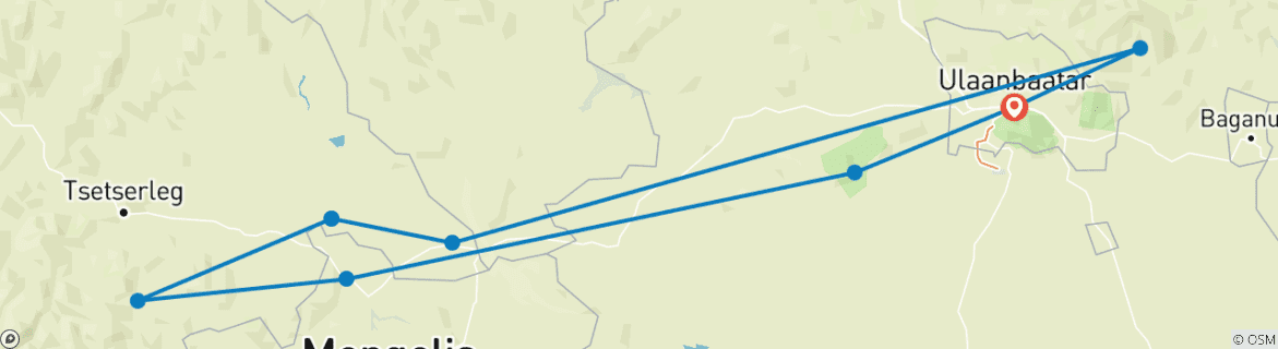 Karte mit der Reiseroute