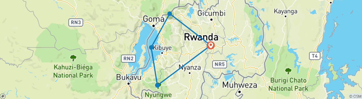 Image d'une carte montrant l'itinéraire du circuit