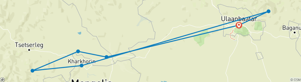 Image d'une carte montrant l'itinéraire du circuit