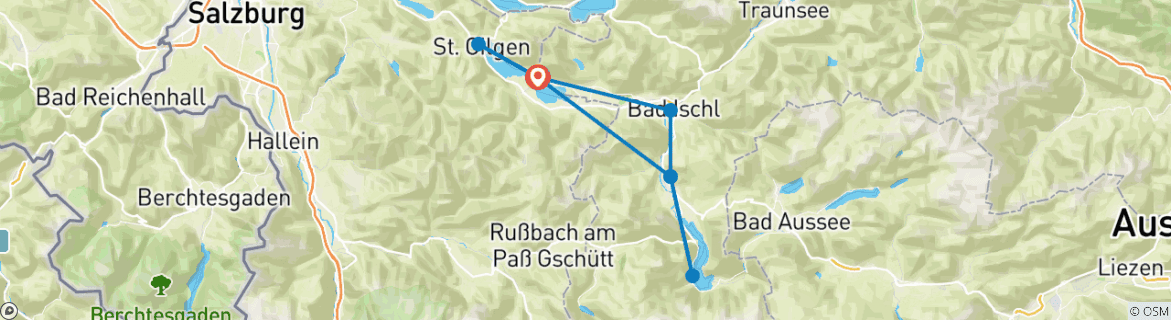 Karte mit der Reiseroute