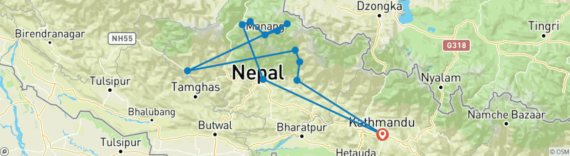 Karte mit der Reiseroute
