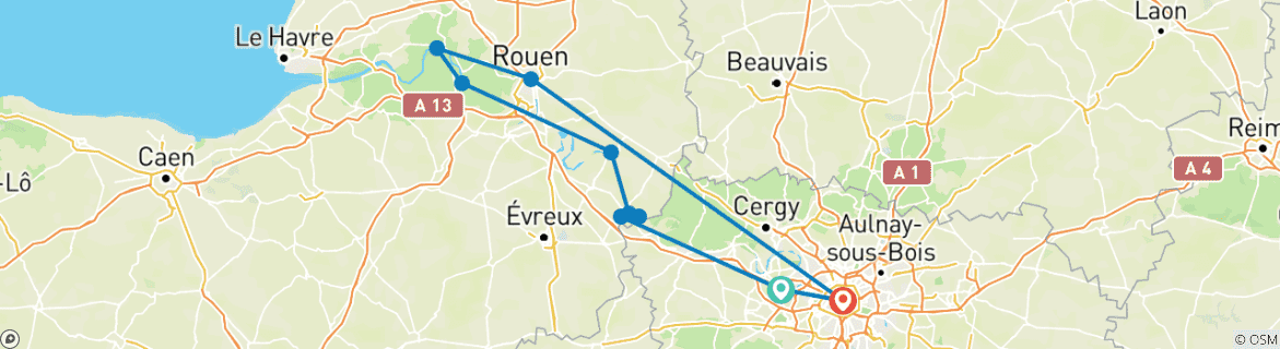 Carte du circuit Seine Expérience Normandie 2027