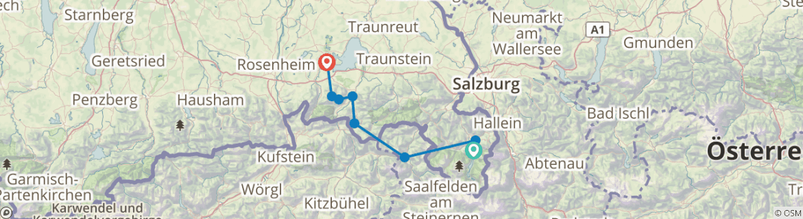 Karte mit der Reiseroute
