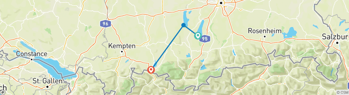 Karte mit der Reiseroute