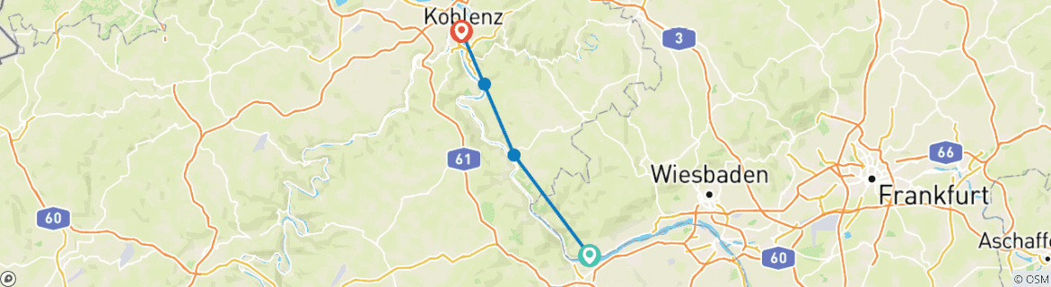 Karte mit der Reiseroute