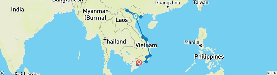 Image d'une carte montrant l'itinéraire du circuit