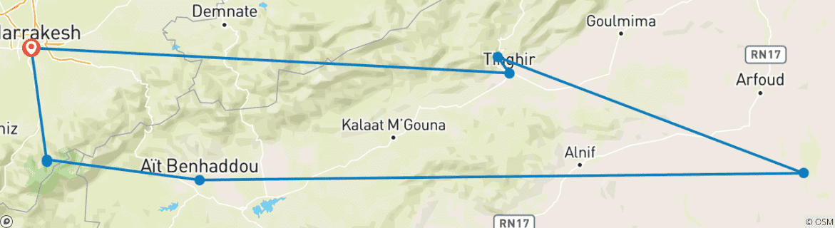 Karte mit der Reiseroute