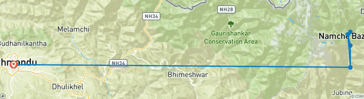 Image d'une carte montrant l'itinéraire du circuit