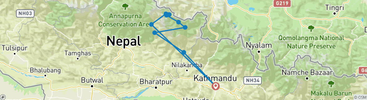 Karte mit der Reiseroute