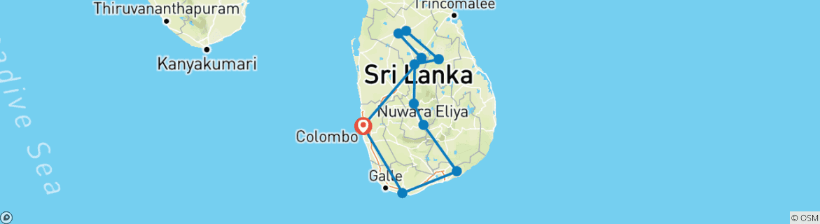 Image d'une carte montrant l'itinéraire du circuit