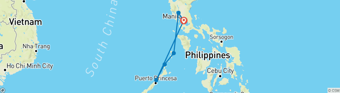 Karte mit der Reiseroute