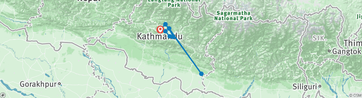 Karte mit der Reiseroute