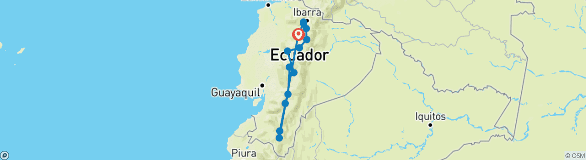 Karte mit der Reiseroute