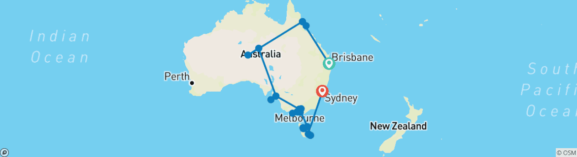 Carte du circuit Safari australien