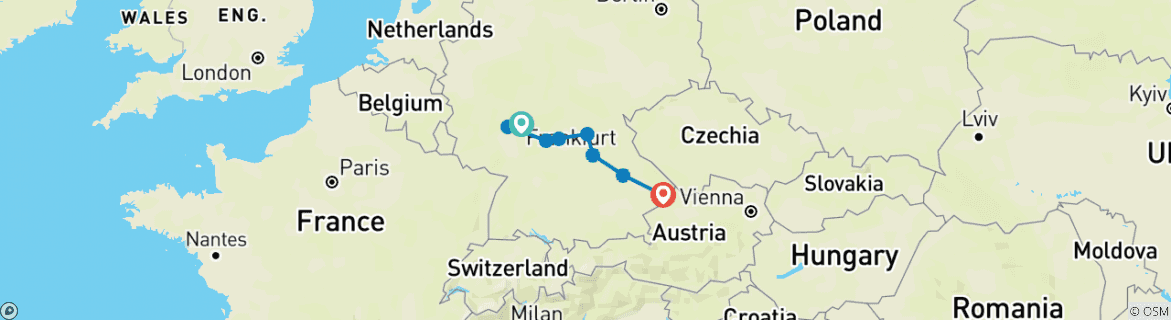 Karte mit der Reiseroute