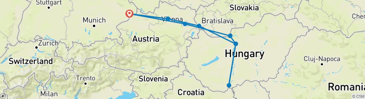 Karte mit der Reiseroute