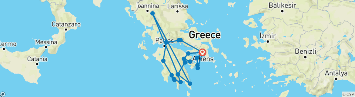 Karte mit der Reiseroute