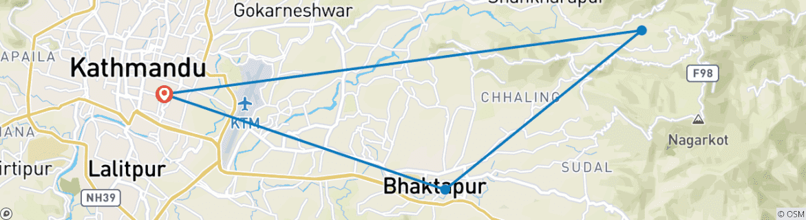 Foto van een kaart met de route van de rondreis