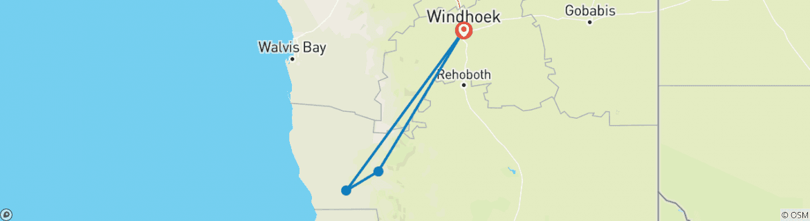Foto van een kaart met de route van de rondreis