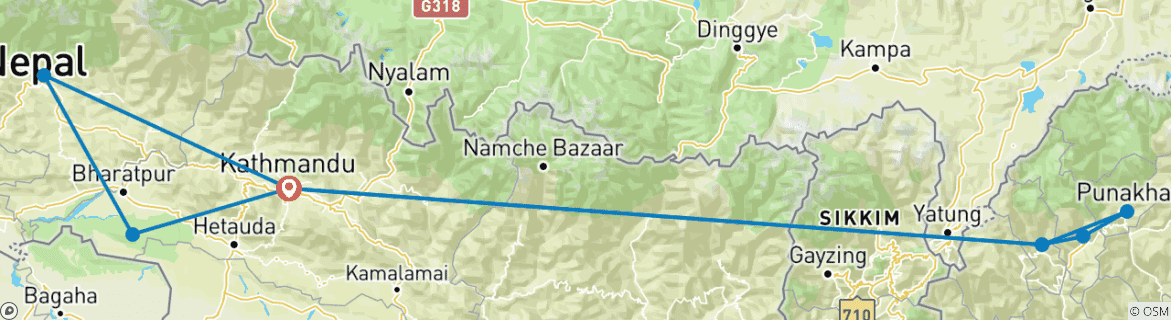 Image d'une carte montrant l'itinéraire du circuit