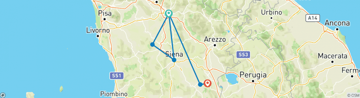 Karte mit der Reiseroute