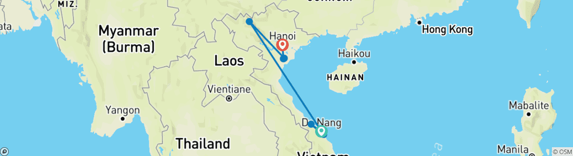 Image d'une carte montrant l'itinéraire du circuit