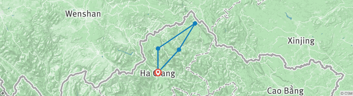 Foto van een kaart met de route van de rondreis