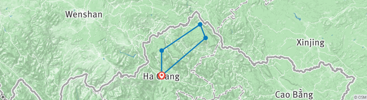 Foto van een kaart met de route van de rondreis