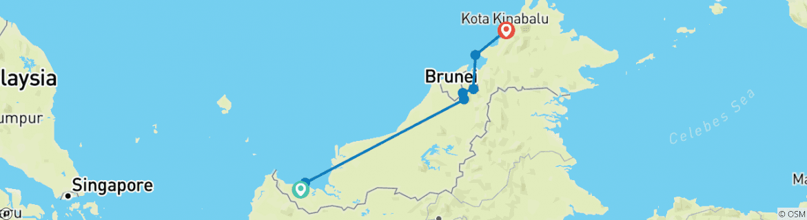 Karte mit der Reiseroute