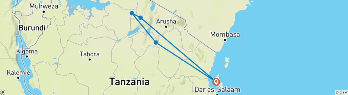 Image d'une carte montrant l'itinéraire du circuit