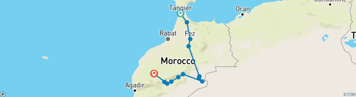Image d'une carte montrant l'itinéraire du circuit