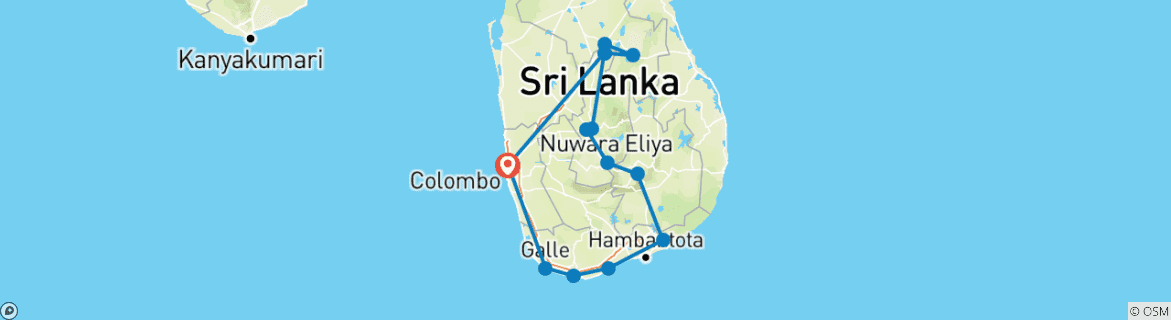 Foto van een kaart met de route van de rondreis