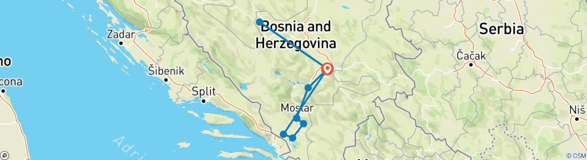 Mapa de 7 Días en Bosnia