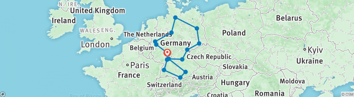 Karte mit der Reiseroute
