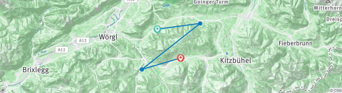 Karte mit der Reiseroute