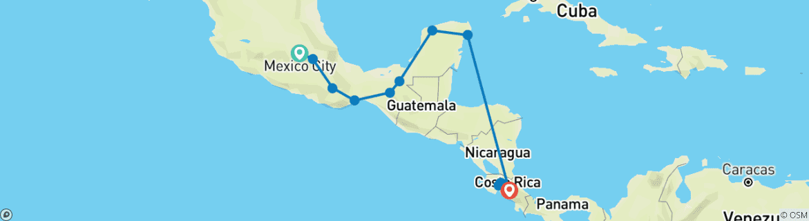 Image d'une carte montrant l'itinéraire du circuit