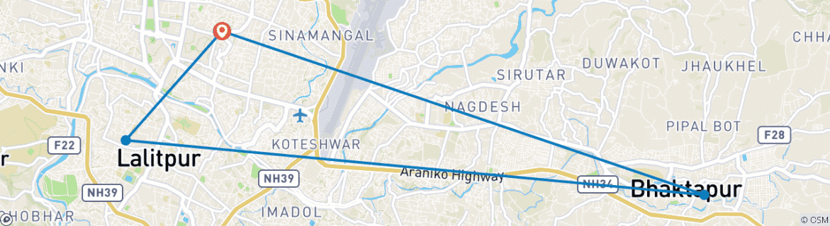 Foto van een kaart met de route van de rondreis