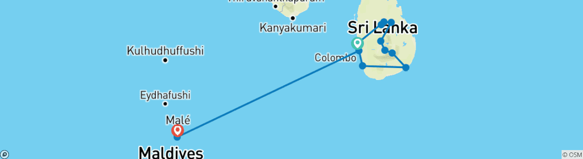 Image d'une carte montrant l'itinéraire du circuit