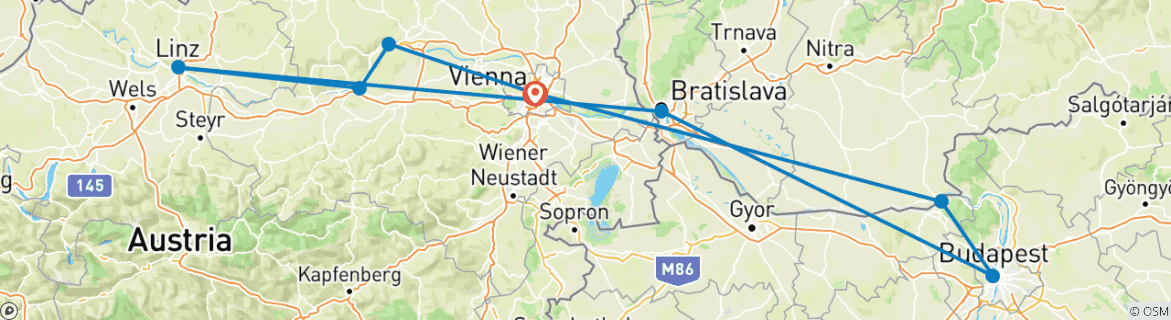 Image d'une carte montrant l'itinéraire du circuit