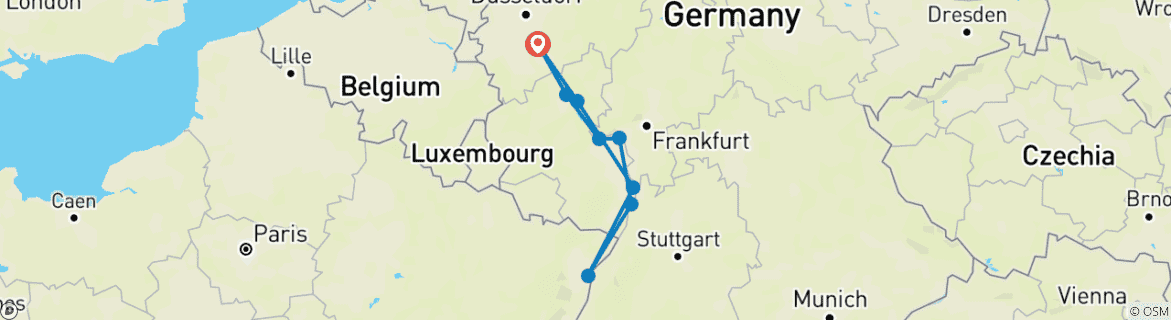 Image d'une carte montrant l'itinéraire du circuit