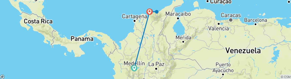 Karte mit der Reiseroute