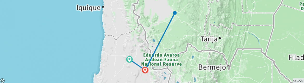 Mapa de Aventura en Atacama y el Salar de Uyuni 7D/6N