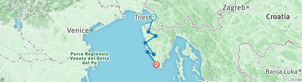Karte mit der Reiseroute