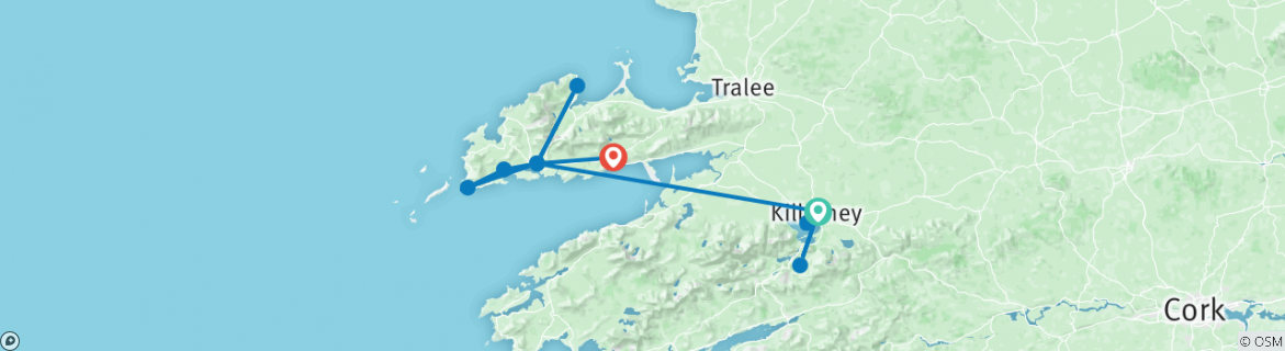 Karte mit der Reiseroute